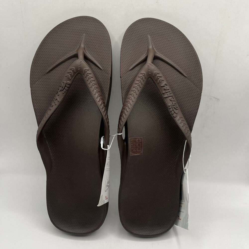 Archies Flip Flop Unisex Sz M 14 W 15 Chocolate Brown Arch Support Therapy NWT